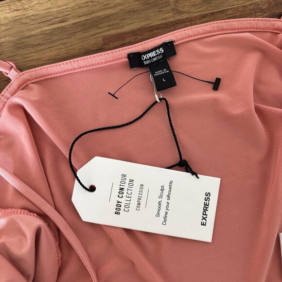 Express Body Contour Cropped Cami Size Large Fairy Feminine Stretch Peach NWT - Picture 4 of 9